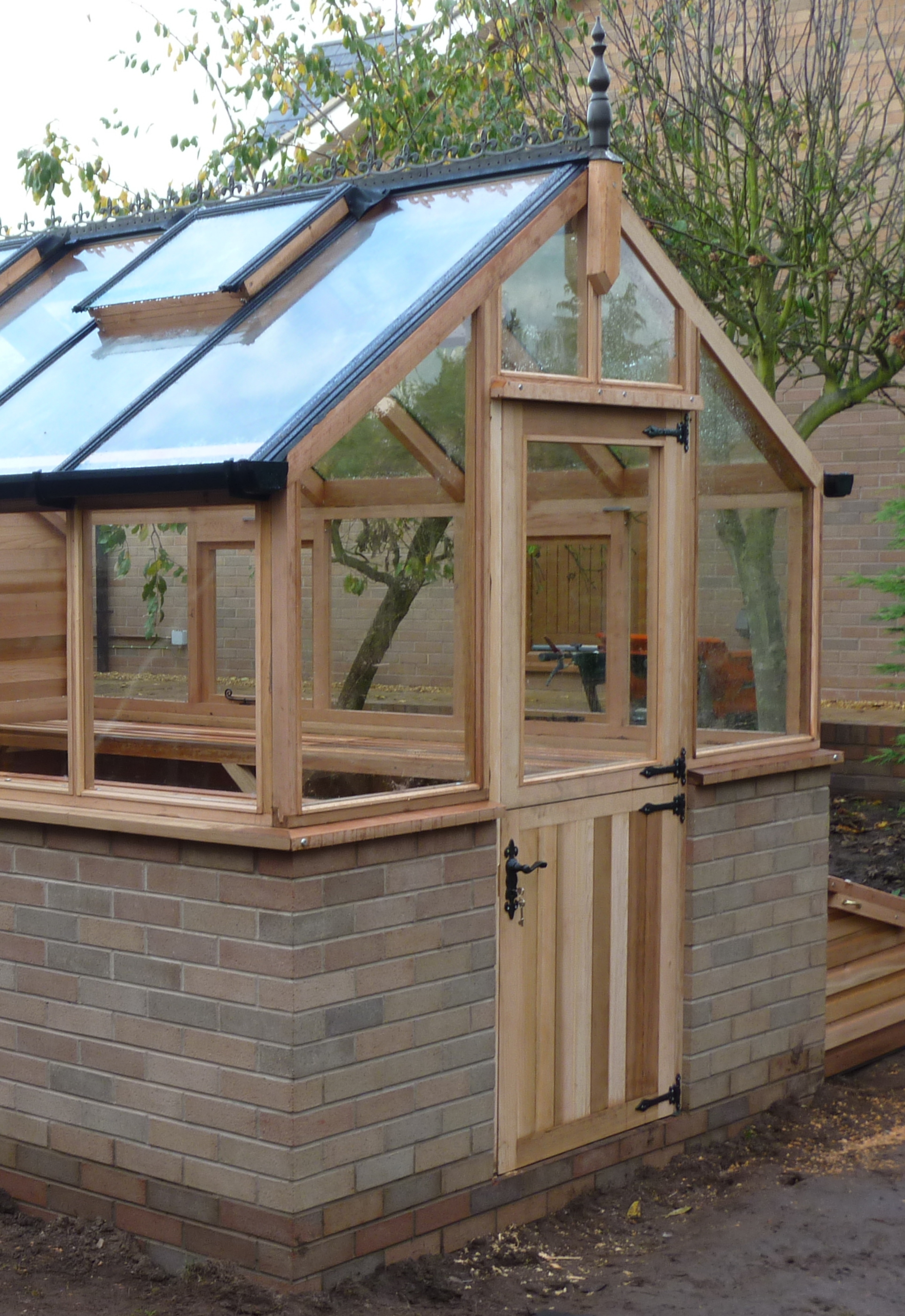Stable Door fitted in a western red cedar greenhouse